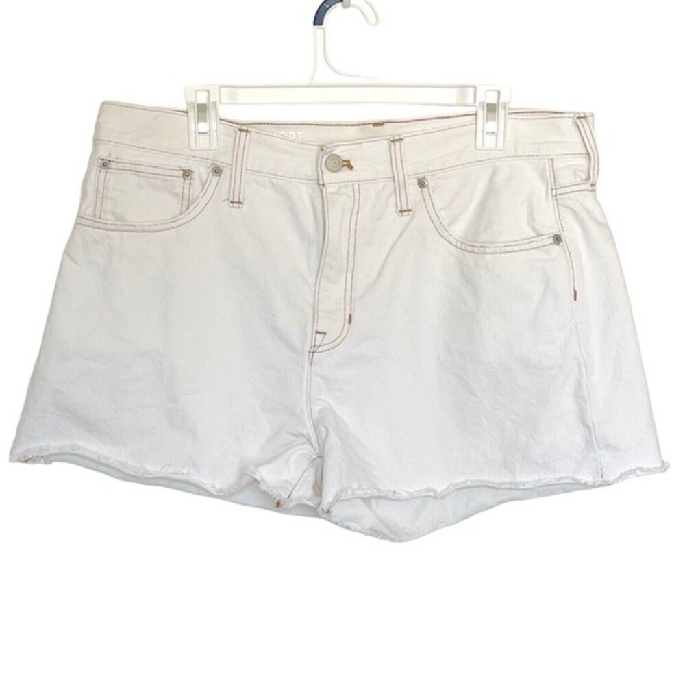 J Crew Re Imagined Womens Relaxed Denim Short In Ecru High Rise Zip Fly Size 32